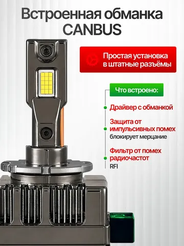 Встроенная обманка CANBUS в светодиодной лампе D-серии